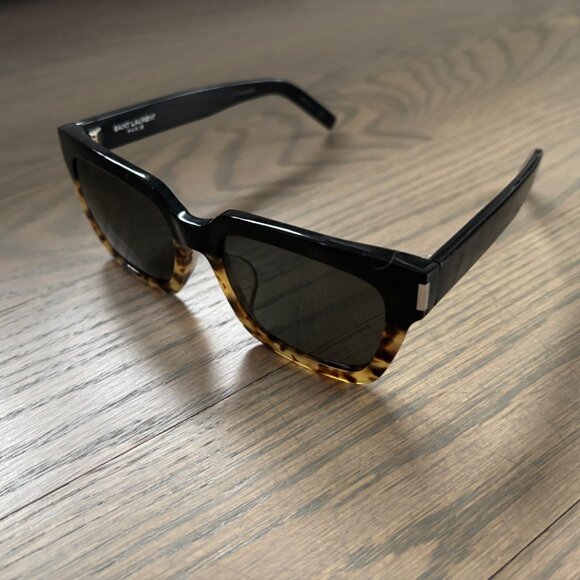 Saint Laurent 55MM Square Sunglasses Black & Tortoise Shell w/ case - Picture 3 of 5